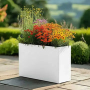 80cm Long Zinc Galvanised Matte White 60cm Tall Trough Planter